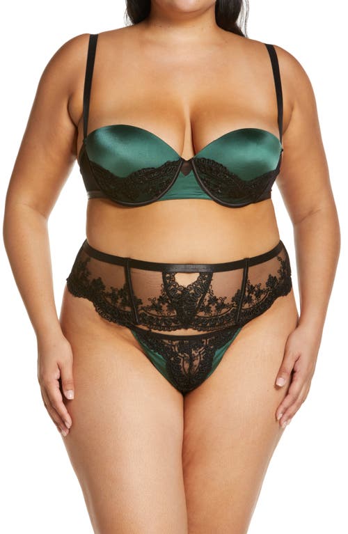 Shop Oh La La Cheri Paulette Underwire Bra & Panties Set In Dark Green/black