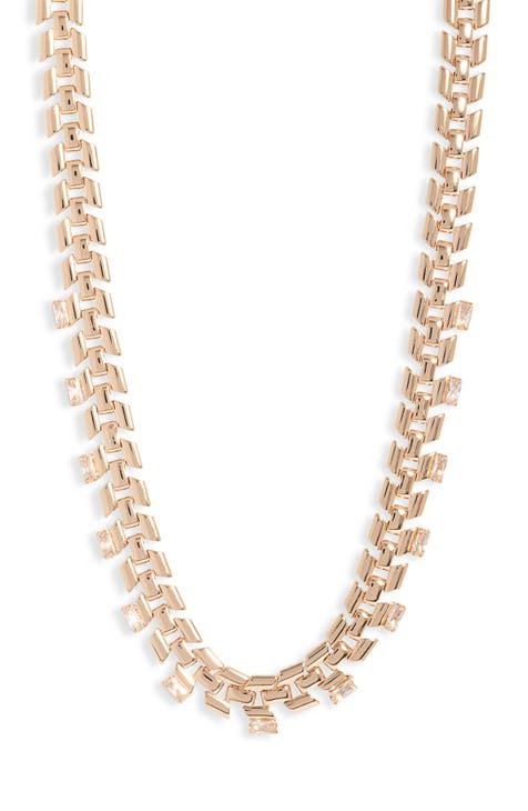 Chunky Geometric Cubic Zirconia Chain Necklace