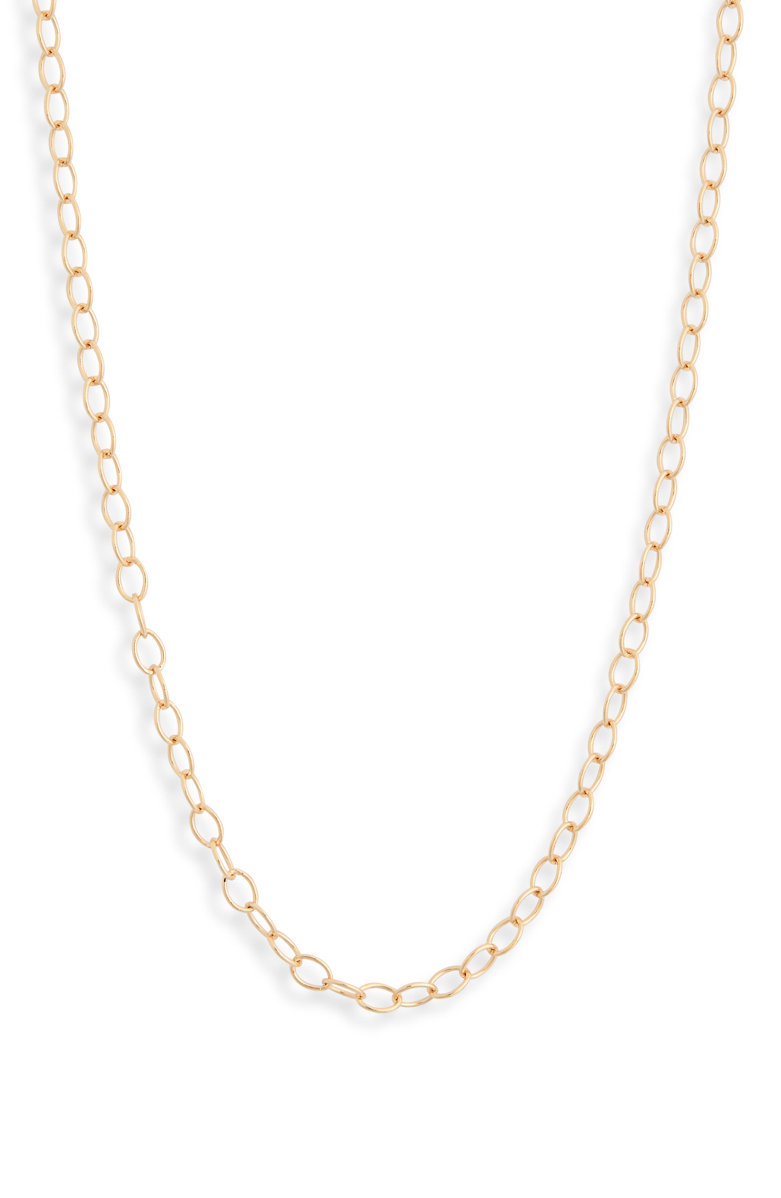 Anzie Flat Cable Chain Necklace in Gold 
