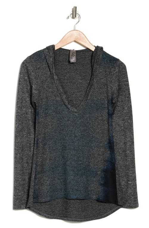 Shop Go Couture Hooded Tunic Sweater In Grey/blue Perennial