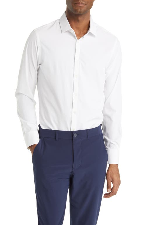 Leeward Solid Performance Button-Up Shirt in White Solid