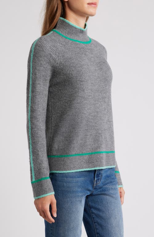 Shop Hatley Contrast Trim Mock Neck Sweater In Grey