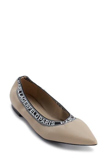 Karl Lagerfeld Paris Vinette Pointed Toe Flat In Dusty Beige