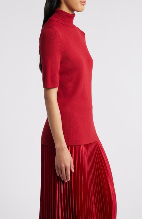 ANNE KLEIN ANNE KLEIN TURTLENECK SHORT SLEEVE RIB SWEATER