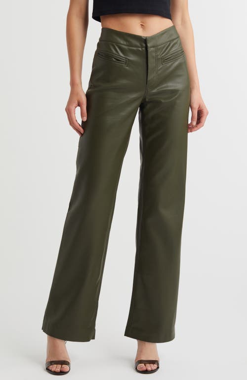 Faux Leather Flare Pants in Olive