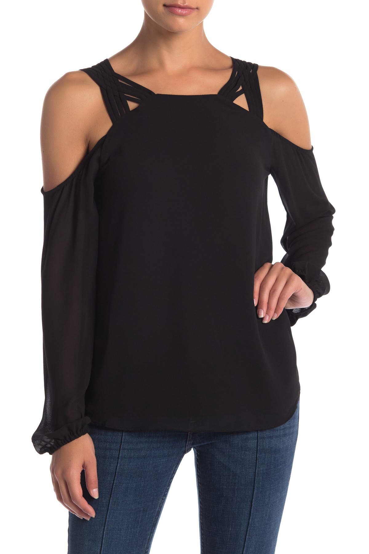 cutout cold shoulder top