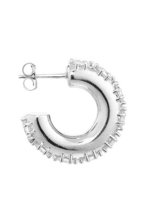 Shop Justine Clenquet Nina Crystal Hoop Earrings In Palladium