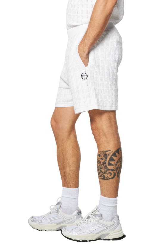 Shop Sergio Tacchini Ulivo Knit Shorts In Brilliant White