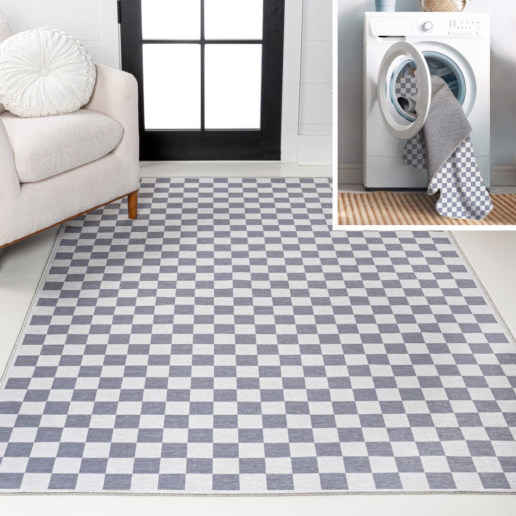 Jonathan Y Ainsley Modern Cottage Checkerboard Washable Area Rug In Blue
