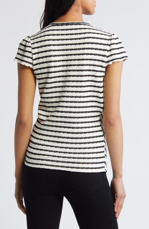 Shop Loveappella Stripe Wrap Knit Top In Black/nat