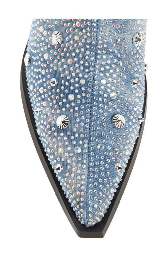 Shop Azalea Wang Mullins Crystal Embellished Western Boot In Blue