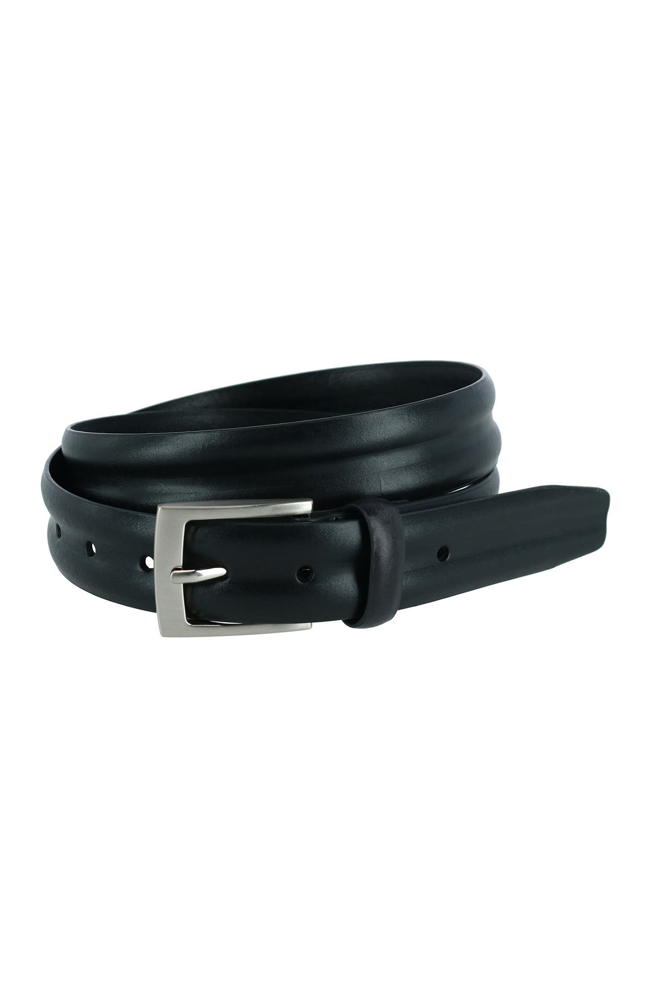 Phenix 35mm Center Heat Crease Leather Belt In Black