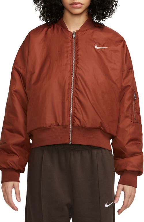 Sportswear Reversible Faux Fur Bomber Jacket in Rugged Orange/Guava Ice