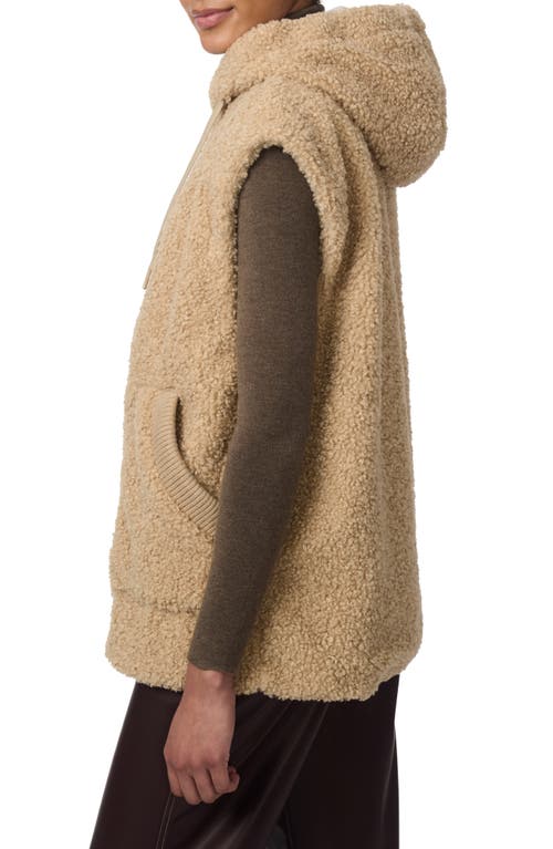 Shop Bernardo Faux Shearling Hooded Vest In Beige