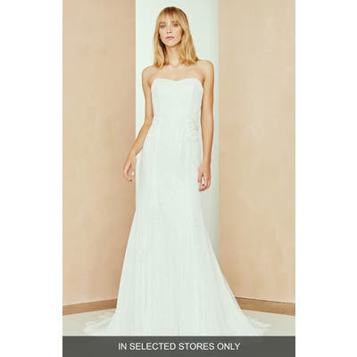 Nouvelle Amsale Noland Strapless Lace Trumpet Gown, Size - Ivory