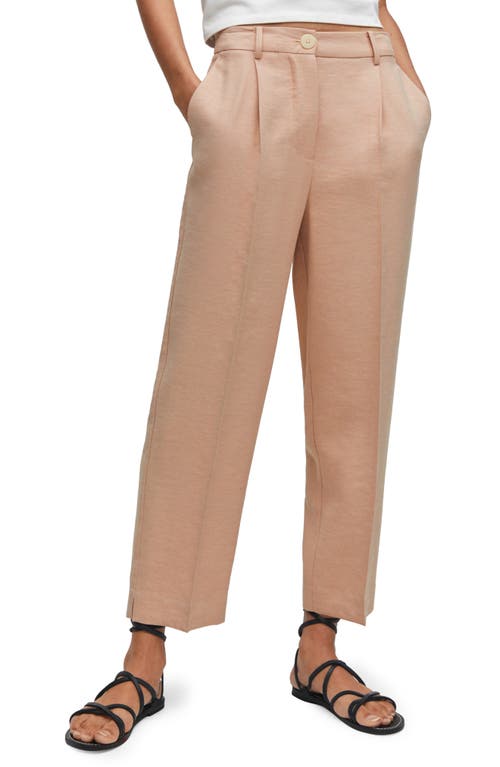 MANGO Pleated Straight Leg Trousers in Pastel Pink at Nordstrom, Size 10