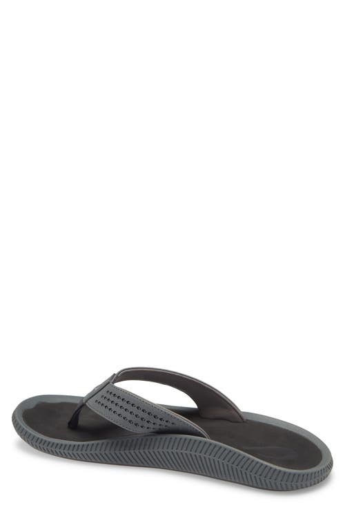 Shop Olukai Ulele Flip Flop In Dark Shadow/black