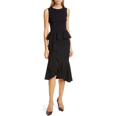 Michael Kors Asymmetrical Cascade Ruffle Sheath Dress, Black