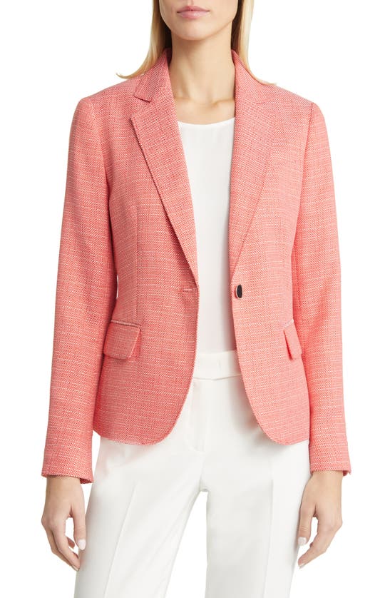 Large 3D Flower Single Button Tweed Blazer