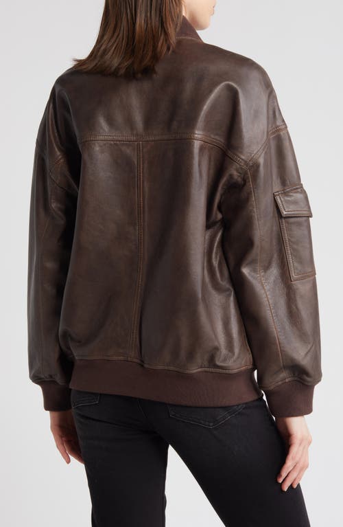 Shop Treasure & Bond Leather Bomber Jacket In Brown Soil