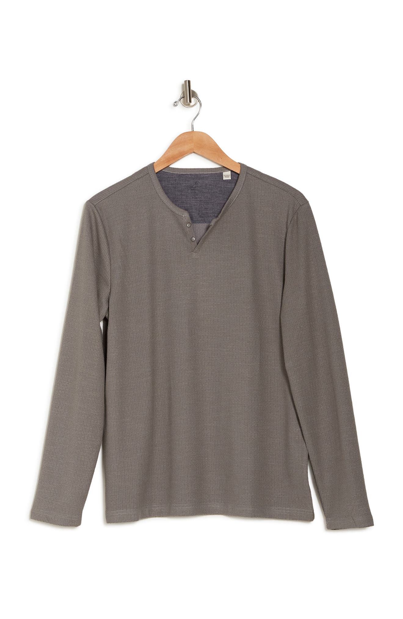 Construct Solid Waffle Texture Long Sleeve Henley Shirt In Grey | ModeSens