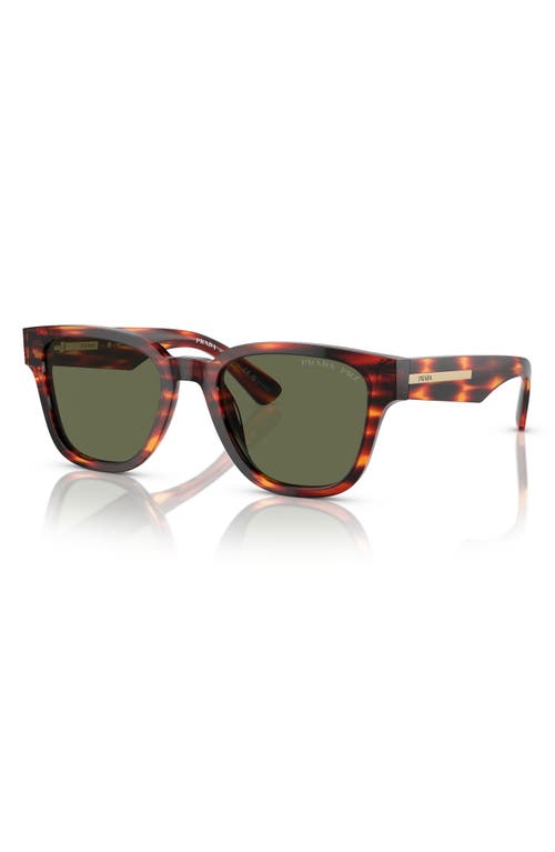Prada 52mm Polarized Pillow Sunglasses In Havana Red