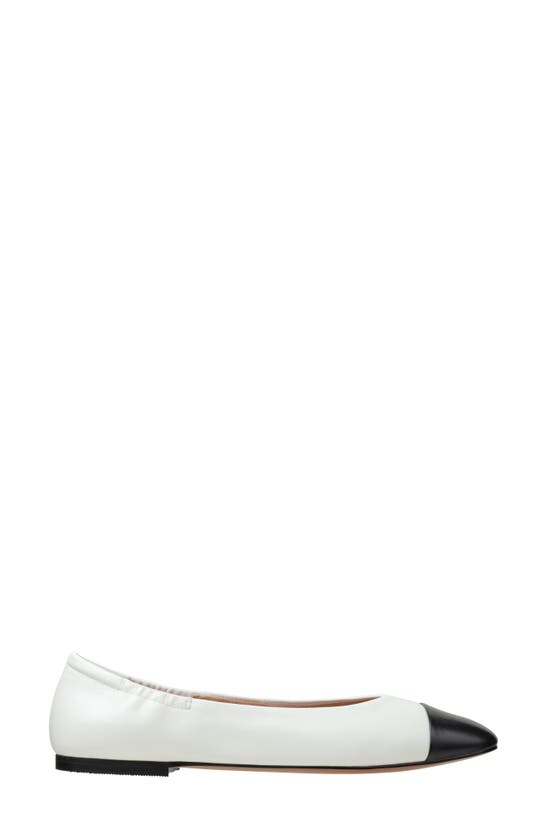 Linea Paolo Nolan Cap Toe Ballet Flat In Eggshell/black