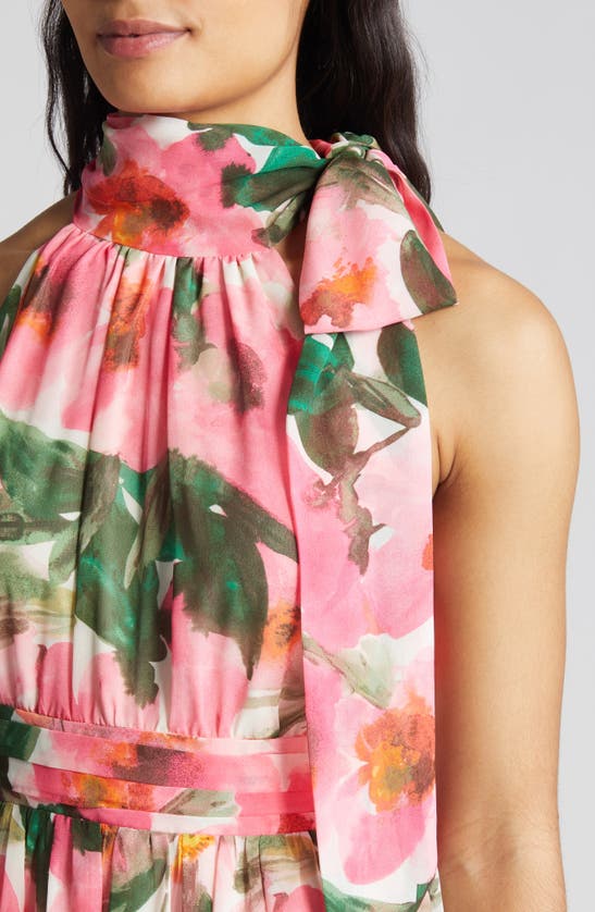 Shop Anne Klein Floral Sleeveless Maxi Dress In Camellia Multi