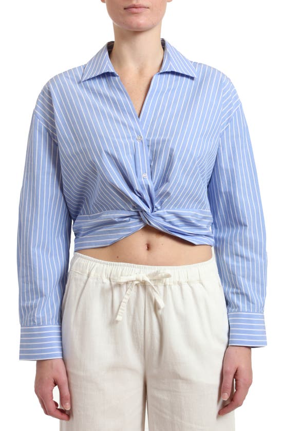MAVI JEANS MAVI JEANS STRIPE TWIST FRONT CROP BUTTON-UP SHIRT 