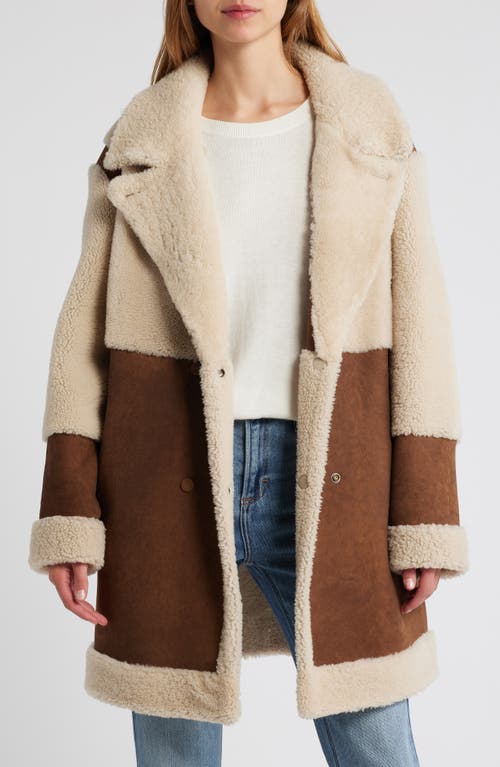 Shop Hiso Reversible Suede & Genuine Shearling Coat In Cashew Antique Suede