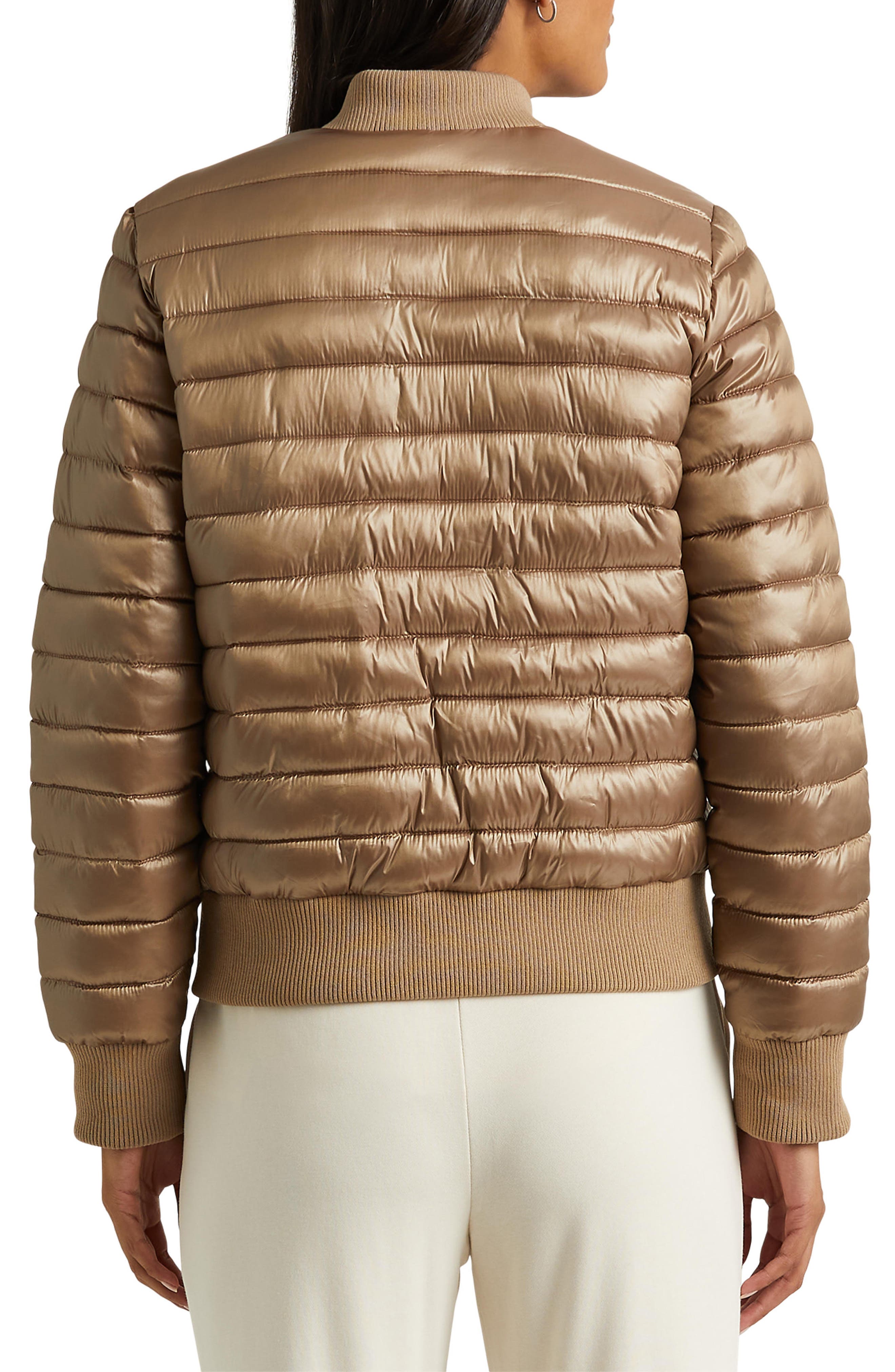 Lauren Ralph Lauren Puffer Jacket in Gold Metal at Nordstrom, Size Small