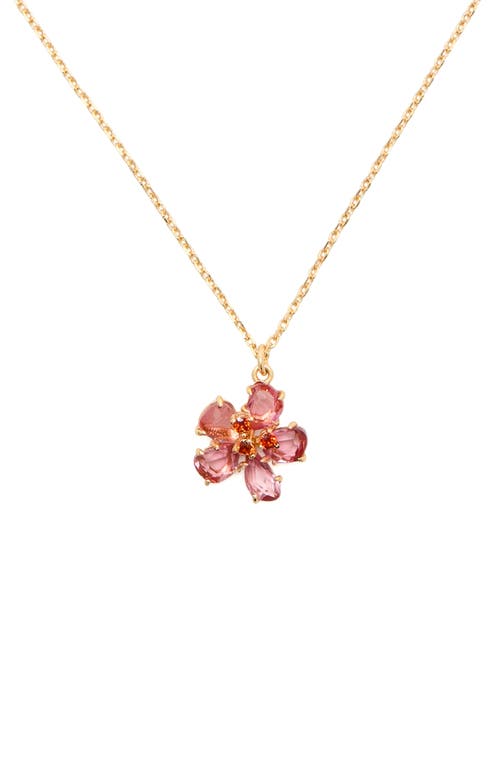 Kate Spade New York flower mini pendant necklace in Pink/Gold at Nordstrom