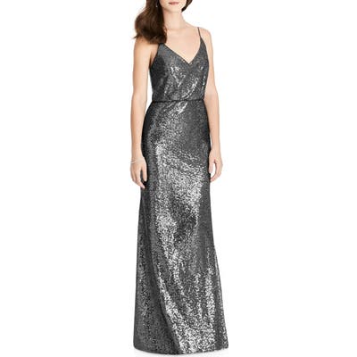After Six Sequin Blouson Gown, Metallic