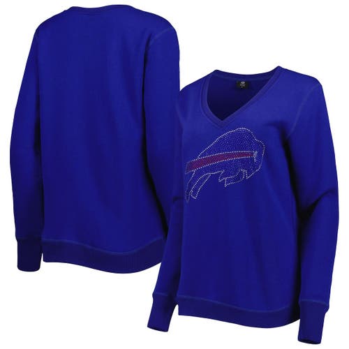 Women's Cuce Royal Buffalo Bills Deep V-Neck Pullover Sweatshirt
