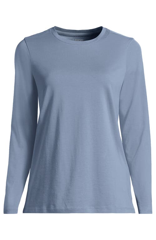 Shop Lands' End Plus Size Relaxed Supima Cotton Long Sleeve Crew Neck T-shirt In Pale Slate Blue