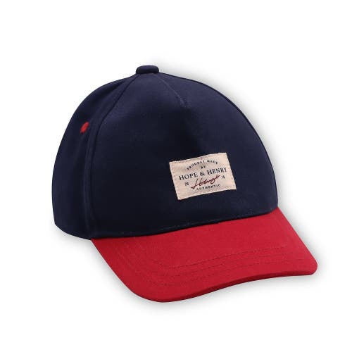 Hope & Henry Boys' Authentic Ball Cap With Logo, Kids In Navy And Red