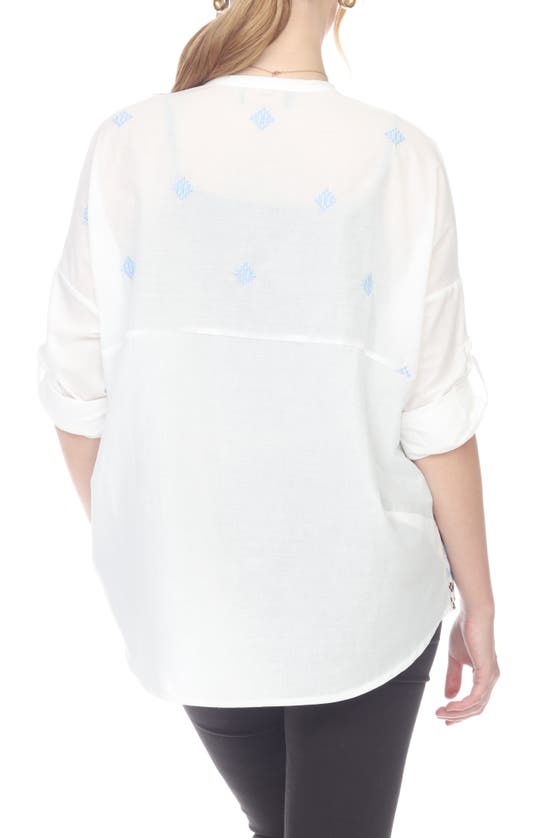 Shop Rain Embroidered Button Front Tunic Top In White