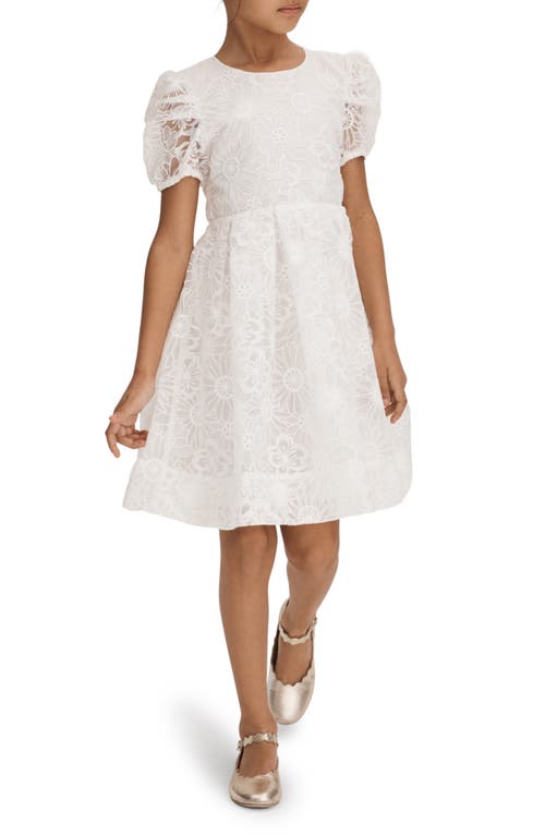 Reiss Kids' Emelie Floral Puff Sleeve Party Dress Ivory at Nordstrom, Y