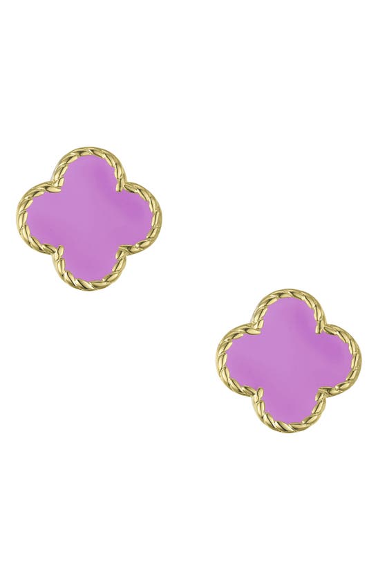 Shop Lily Nily Kids' Clover Stud Earrings In Purple