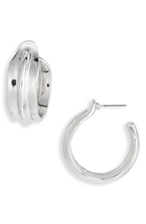 Wide Ripple Hoop Earrings