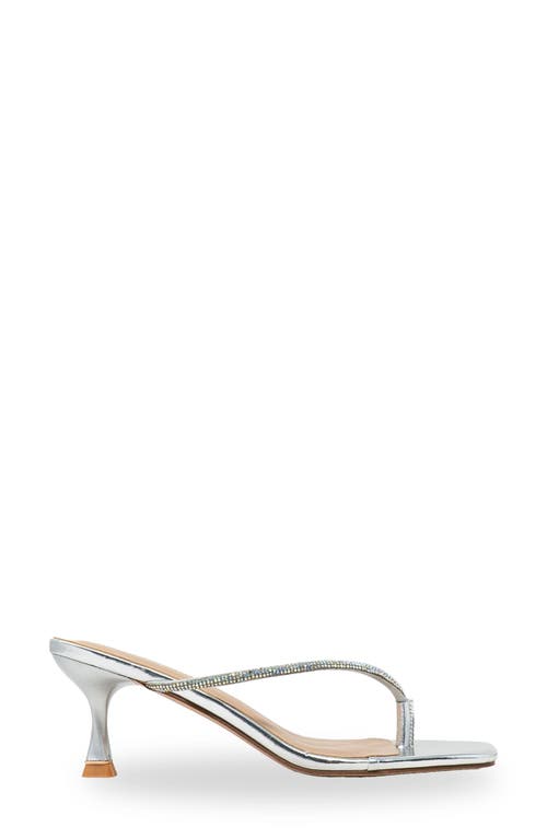 Chase & Chloe Chase And Chloe Rhinestone Kitten Heel Sandal In Silver Metallic