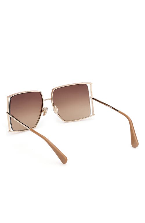 Max Mara Menton 59mm Cat Eye Sunglasses In Gold/camel Brown/grad Brown