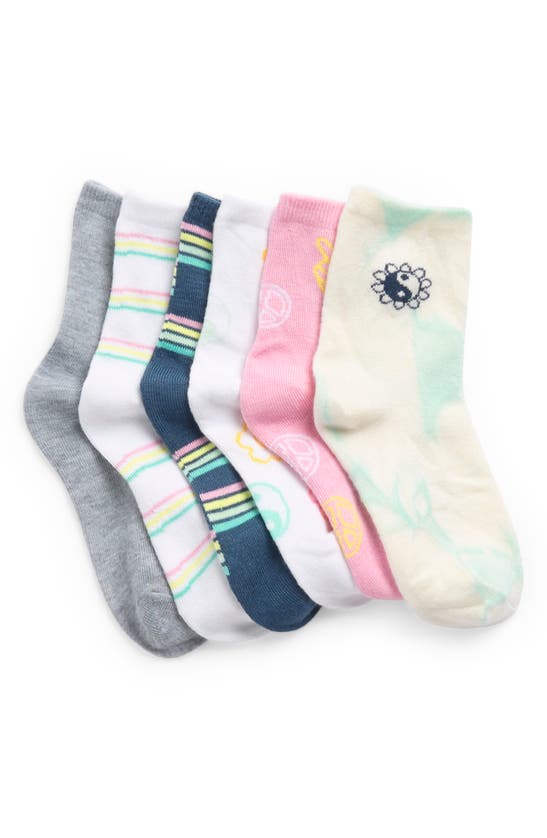 Nordstrom Rack Kids' 6-pack Novelty Quarter Socks In Retro Tie Dye Pack