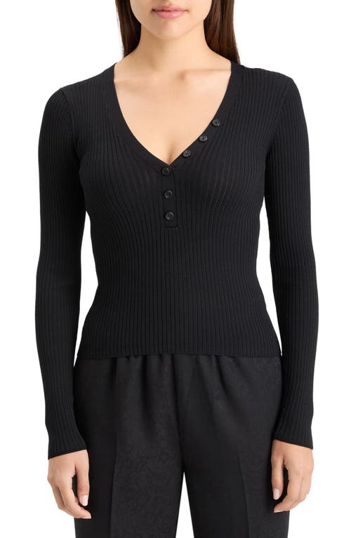 Shop Scotch & Soda Rib Henley Sweater In Evening Black