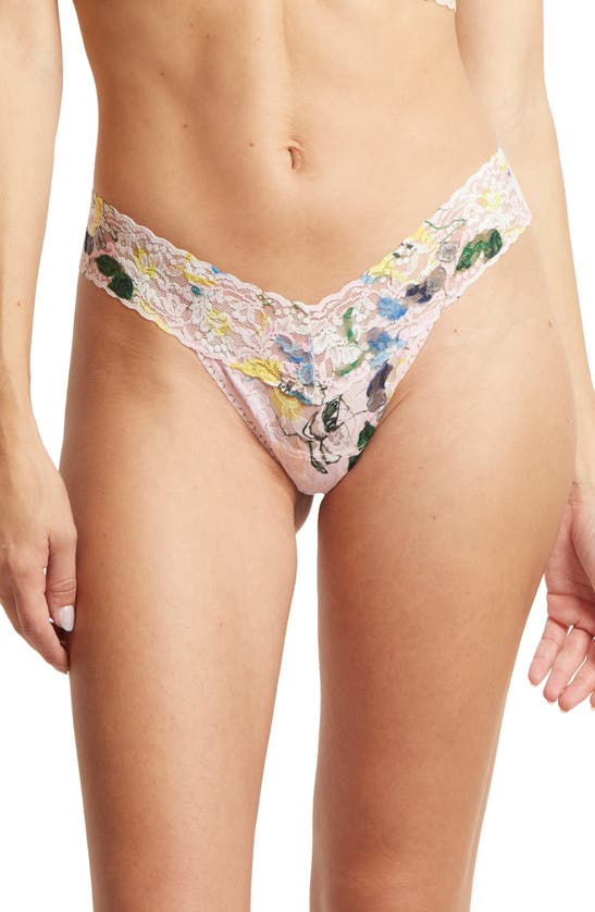 Hanky Panky Low-rise Printed Lace Thong Pr4911 In Cannes You Believe It