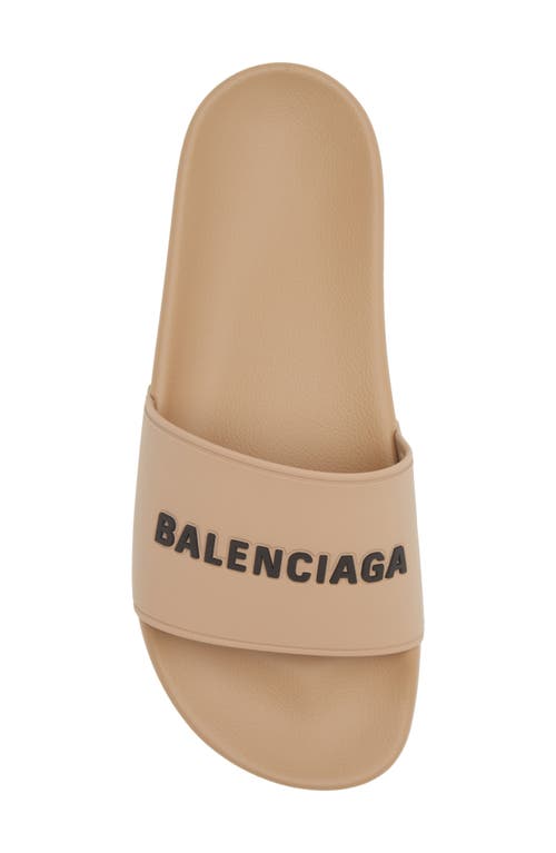 Shop Balenciaga Logo Sport Slide In Beige/black