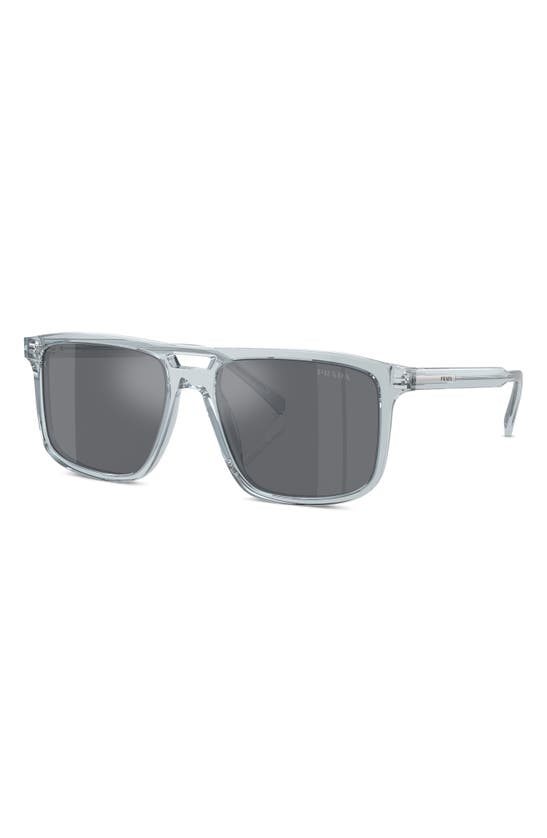 Shop Prada 58mm Rectangular Sunglasses In Grey