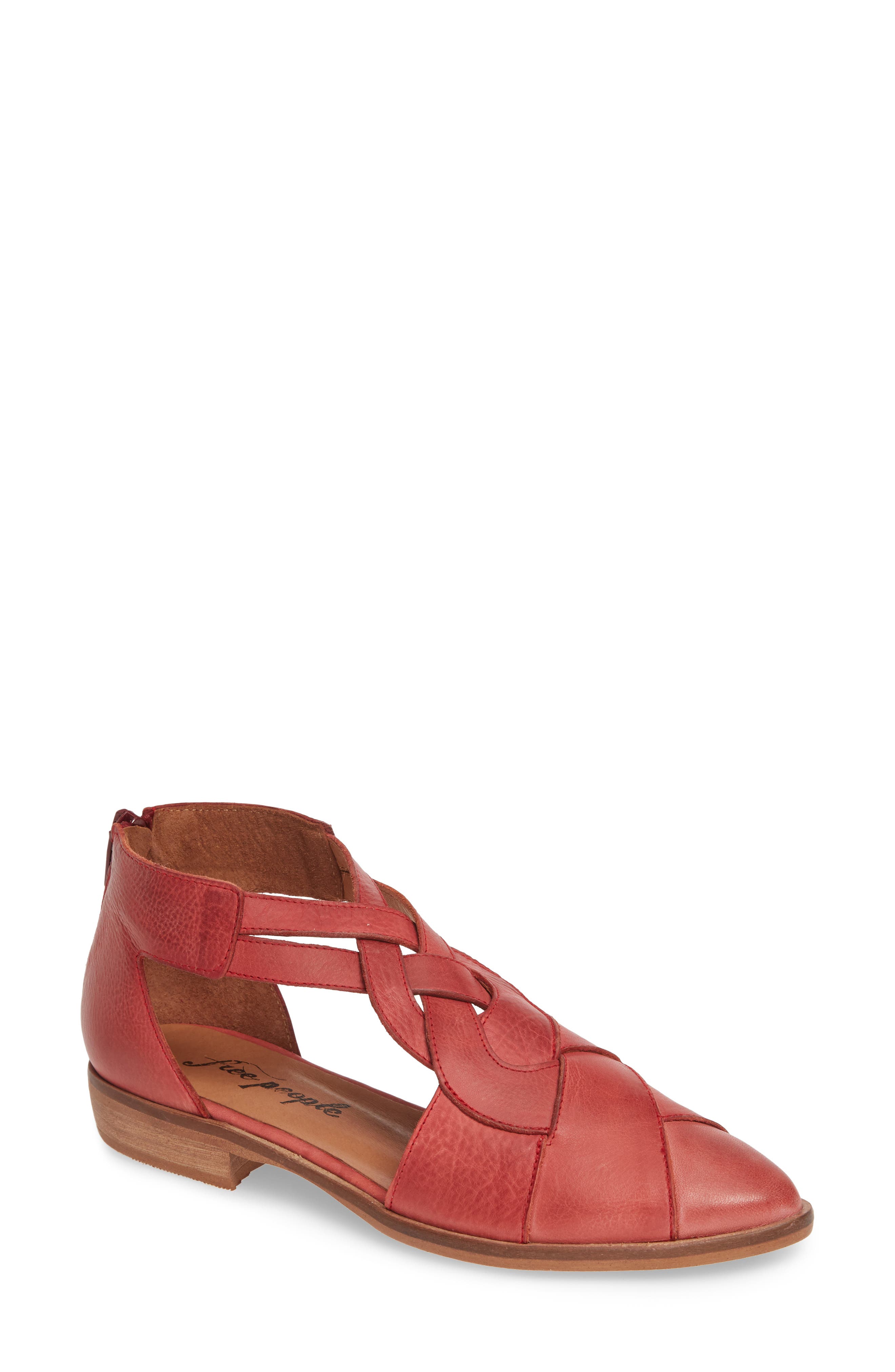 Free People Wanderlust Braided T-Strap Flat, Red