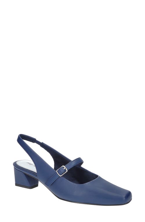 Shop Easy Street Cameo Slingback Mary Jane Pump In Navy Satin