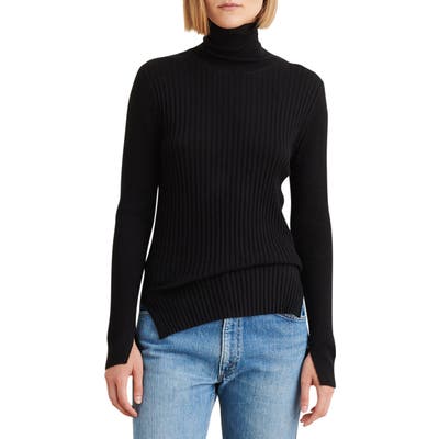 Alex Mill Multi Rib Wool Blend Turtleneck Sweater, Black
